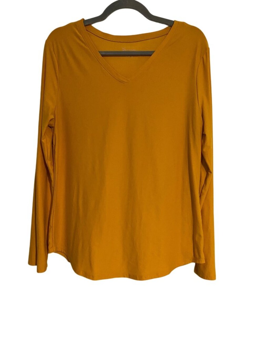 No Boundaries Junior XXL (19) Gold Top Long-Sleeve V-Neck Knit Shirt Casual